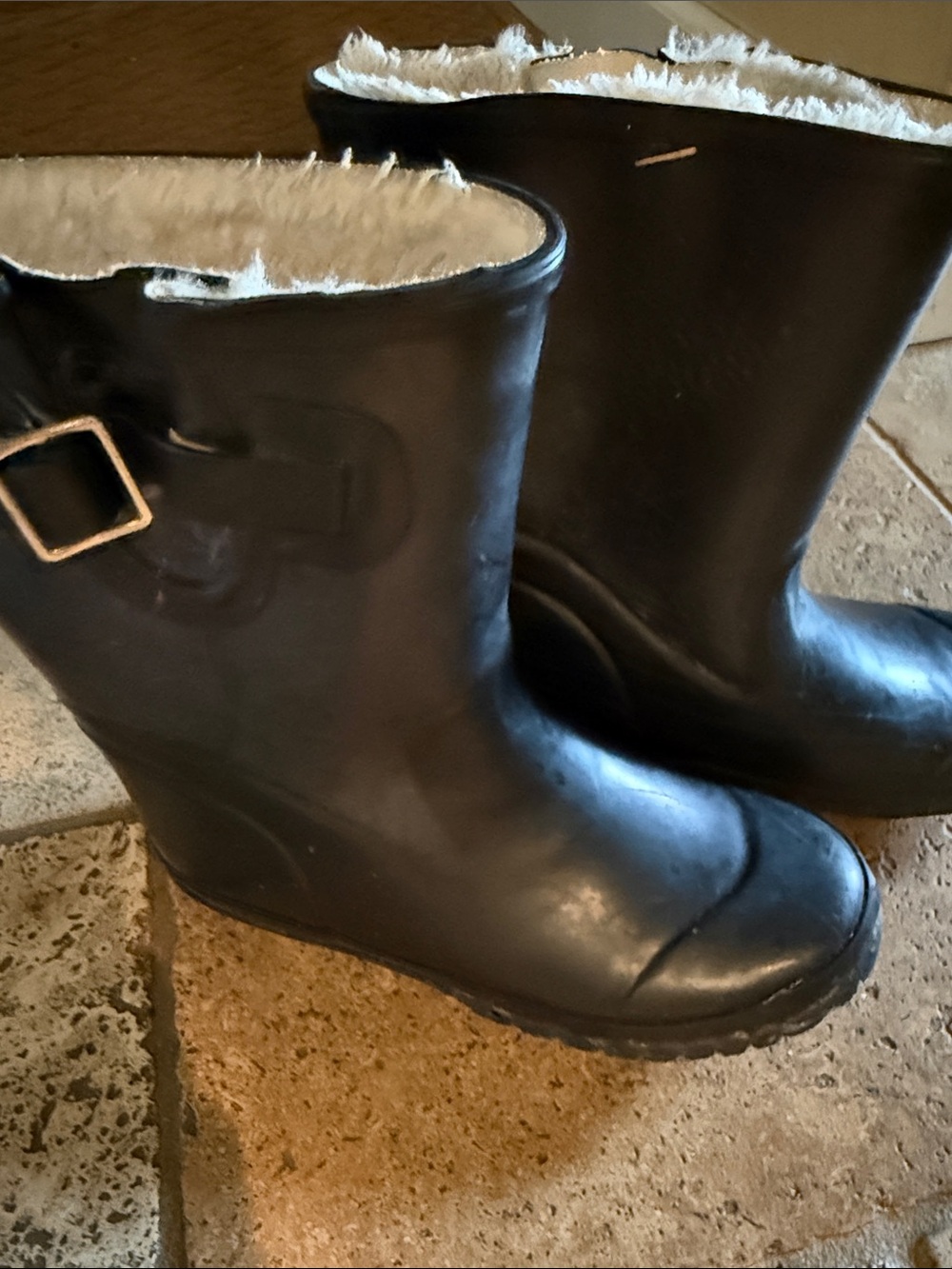 The Original Muck Boot Co Black Faux-Shearling Rain Boots Size 4